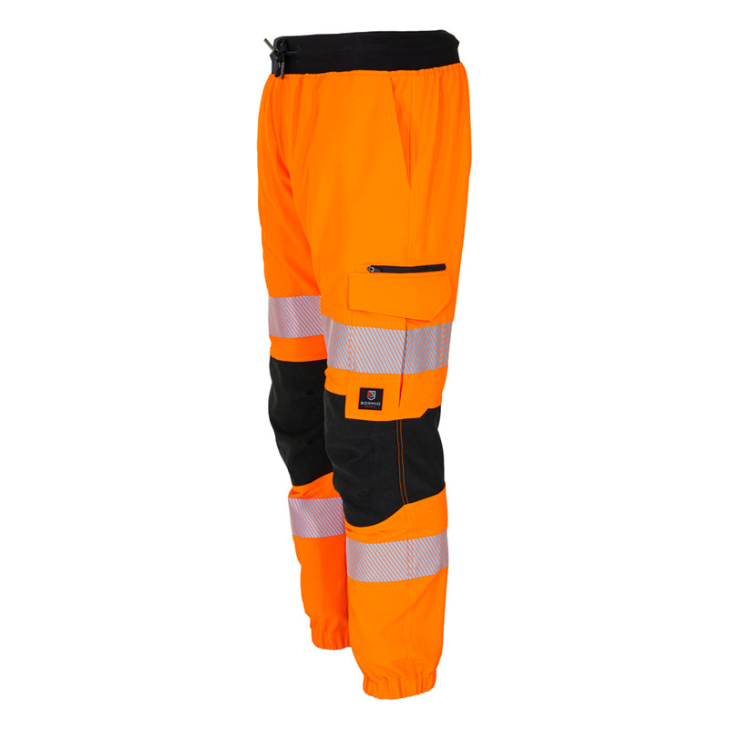 Bormio Safety Moleson, Warnschutz-Jogginghose Orange/Schwarz, seitliche Ansicht