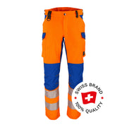 Bormio Safety Montalin SL72, HiVis Orange/Royalblau, Front mit Swiss-Brand-Button