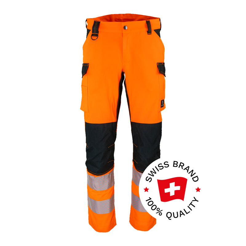 Bormio Safety Montalin SL72, HiVis Orange/Schwarz, Front mit Swiss-Brand-Button