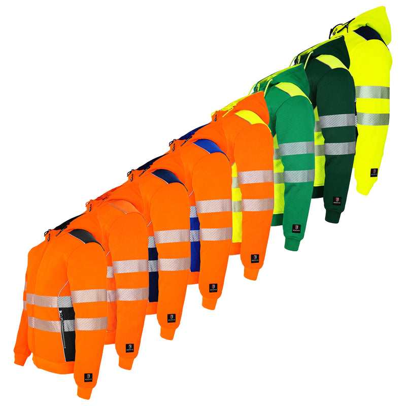Warnschutz Hoodie | Klasse 2 – EN ISO 20471 | PE/Baumwolle | klimaregulierend & strapazierfähig | 300 g/m² | Bormio Safety Born