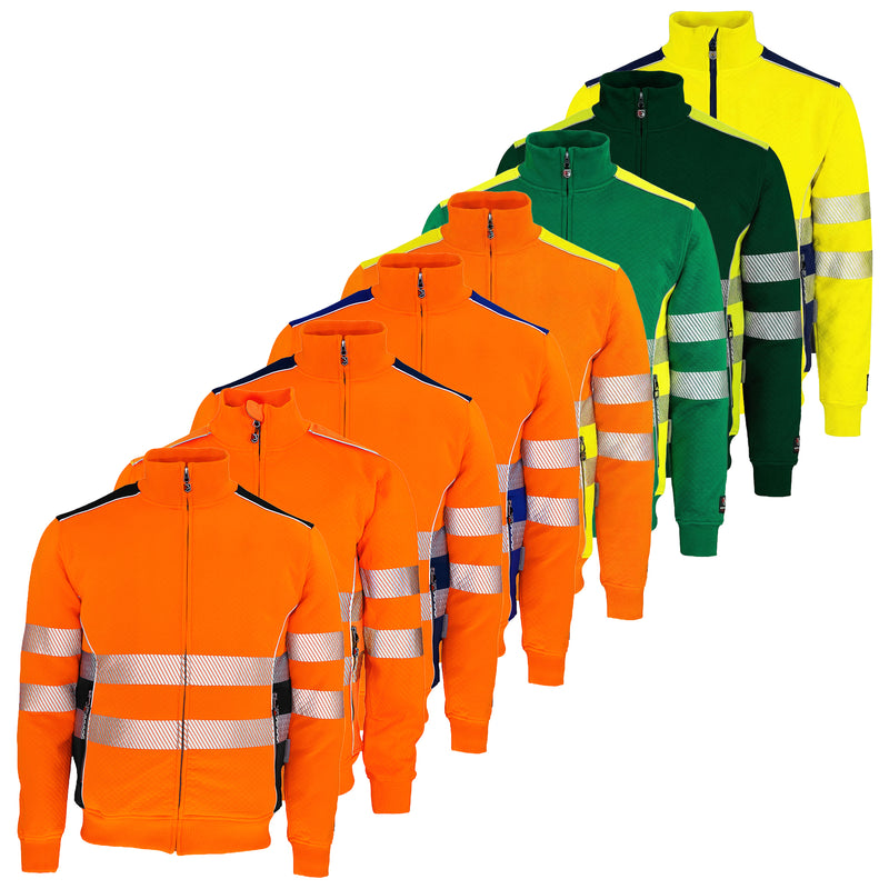 Warnschutz Sweatjacke | Klasse 2 – EN ISO 20471 | PE/Baumwolle | klimaregulierend & strapazierfähig | 300 g/m² | Bormio Safety Calanda