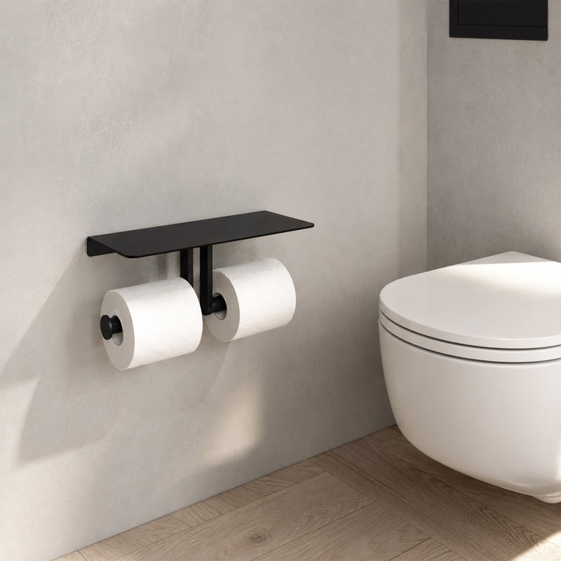 WC-Rollenhalter mit Ablage | Doppelt | Edelstahl mit Feinstruktur | PROOX 388