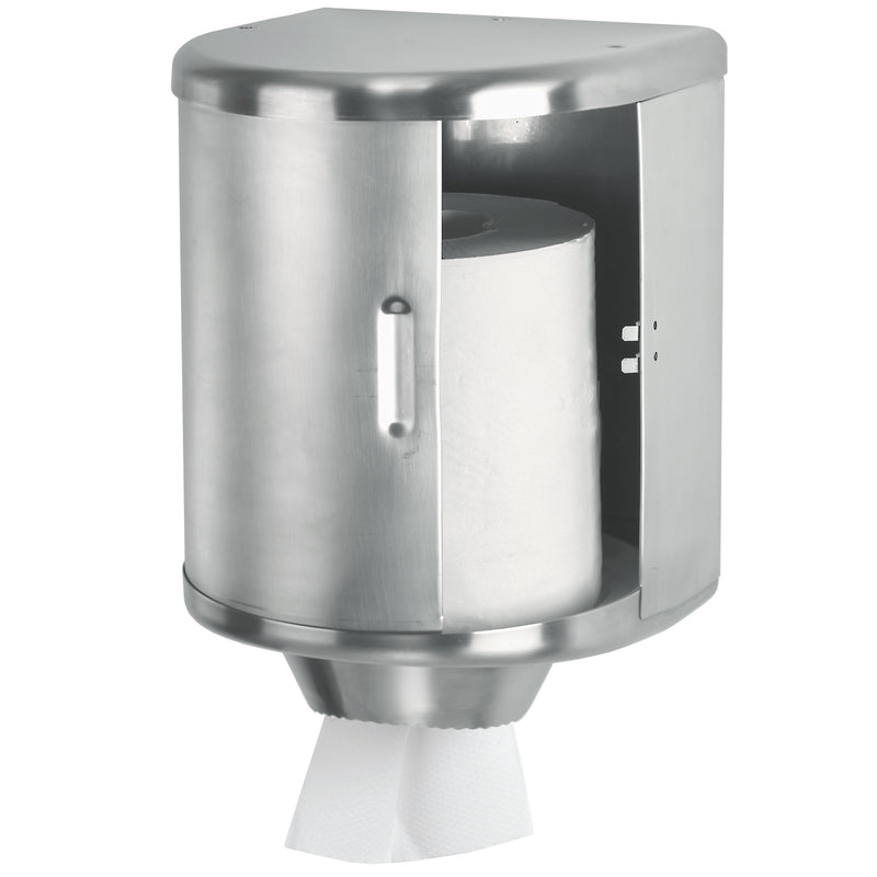 Rollenhandtuchspender Edelstahl | mit Schiebetür | Mediclinics DT0303