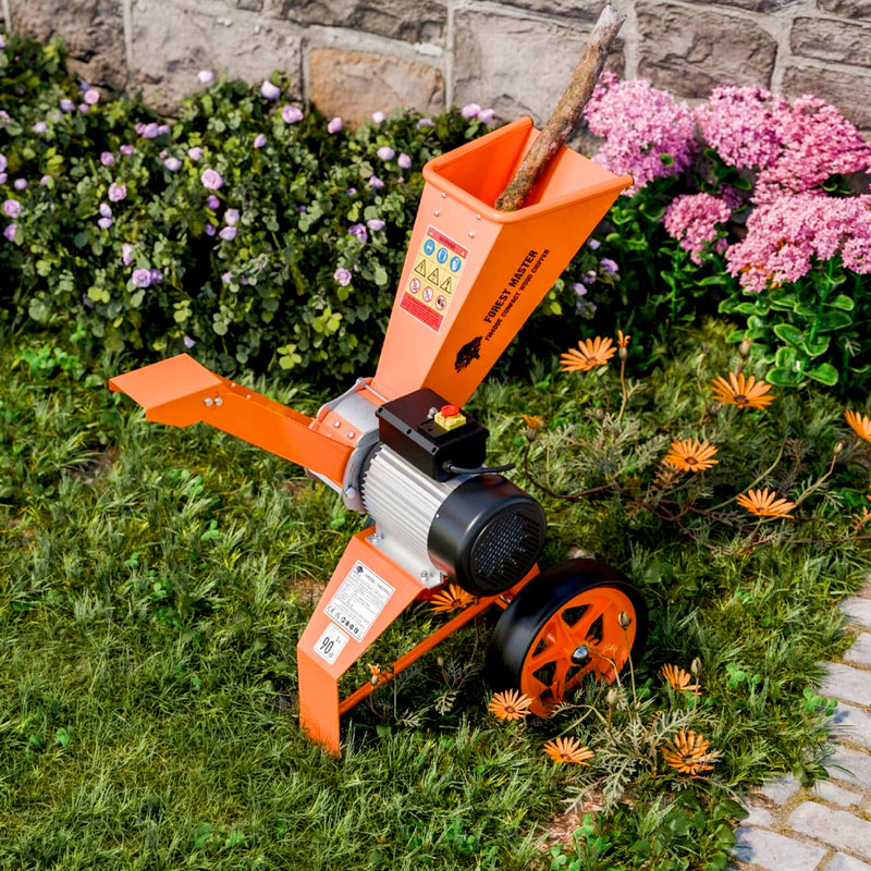 Holzhäcksler Elektro 4 PS | bis 50 mm Aststärke | Direktantrieb | drehbarer Einfülltrichter | Forest Master FM4DDE