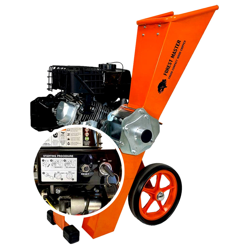 Gartenhäcksler Benzin 6 PS mit Mulchfunktion | bis 50 mm Aststärke | Direktantrieb | verstellbarer Einfülltrichter | Hand- oder Elektrostarter | Forest Master FM6DD(ES)-MUL