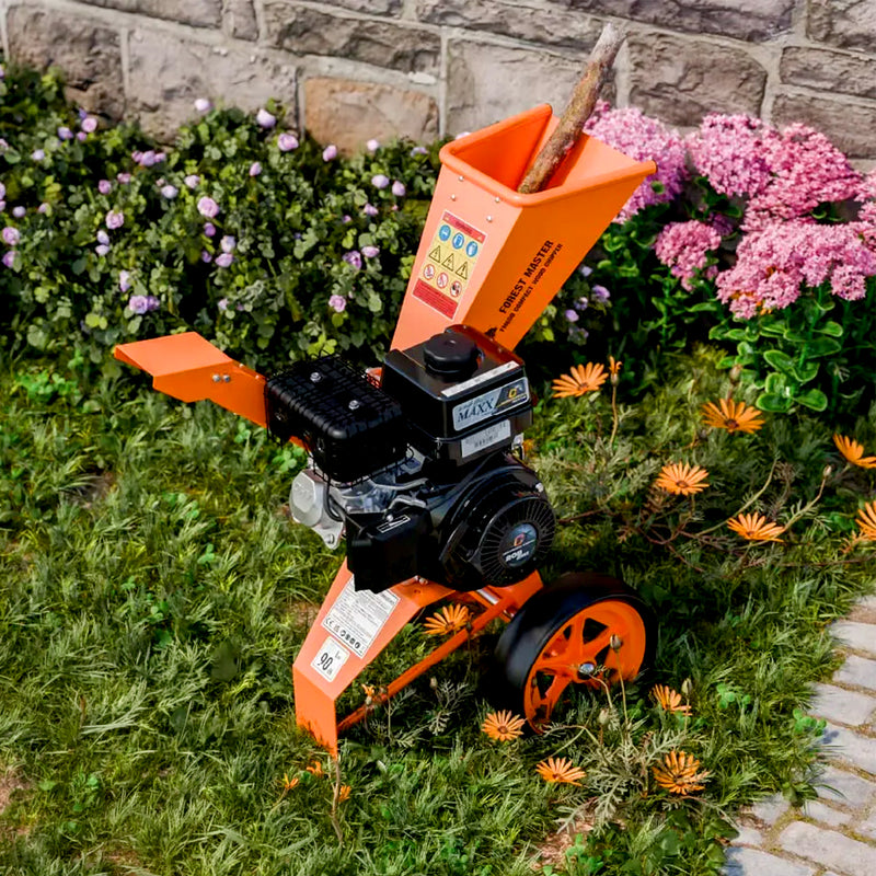 Holzhäcksler Benzin 6 PS | bis 50 mm Aststärke | Direktantrieb | drehbarer Einfülltrichter | Hand- oder Elektrostarter | Forest Master FM6DD/ES