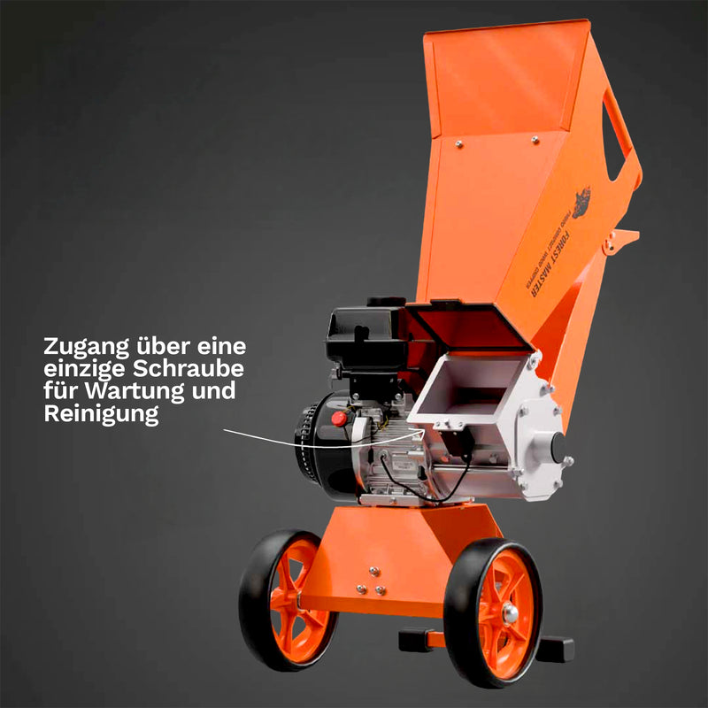 Holzhäcksler Benzin 8 PS | Mulchfunktion | bis 70 mm Aststärke | Direktantrieb | drehbarer Einfülltrichter | Forest Master FM8DD