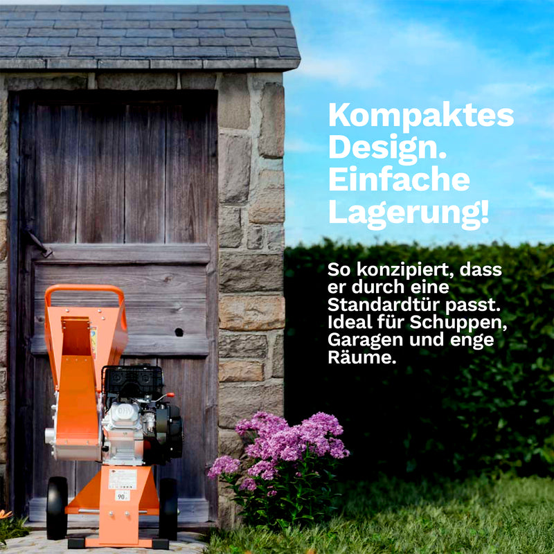 Holzhäcksler Benzin 8 PS | Mulchfunktion | bis 70 mm Aststärke | Direktantrieb | drehbarer Einfülltrichter | Forest Master FM8DD