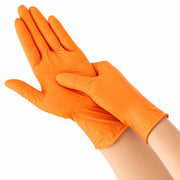 Bormio Safety Falegg, leuchtorangefarbene Nitril-Einweghandschuhe, Handschuhansicht