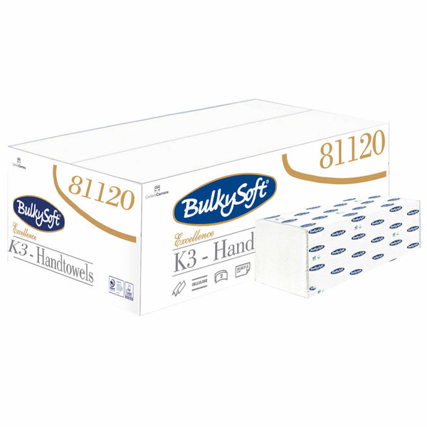 Papierhandtücher K-Falz K3 Multifold | 2-lagig | 100% Zellstoff | PEFC | geprägt | Bulkysoft