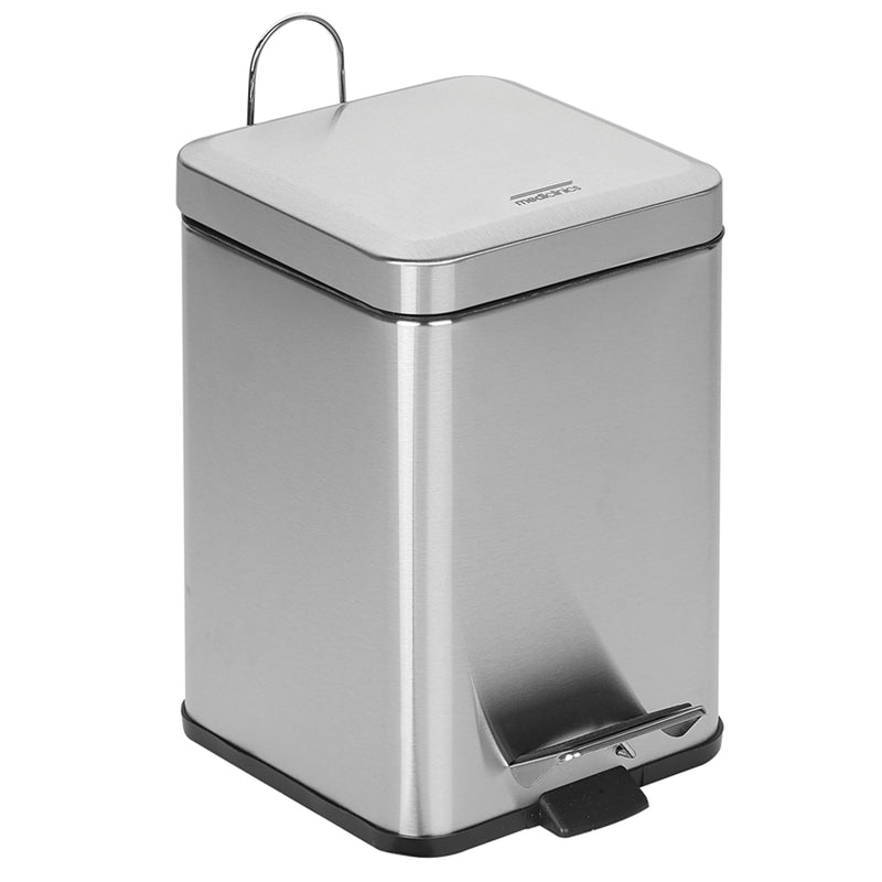 Abfalleimer Edelstahl Quadrat | mit Pedal & Deckel | 6 Liter | Mediclinics PP1206