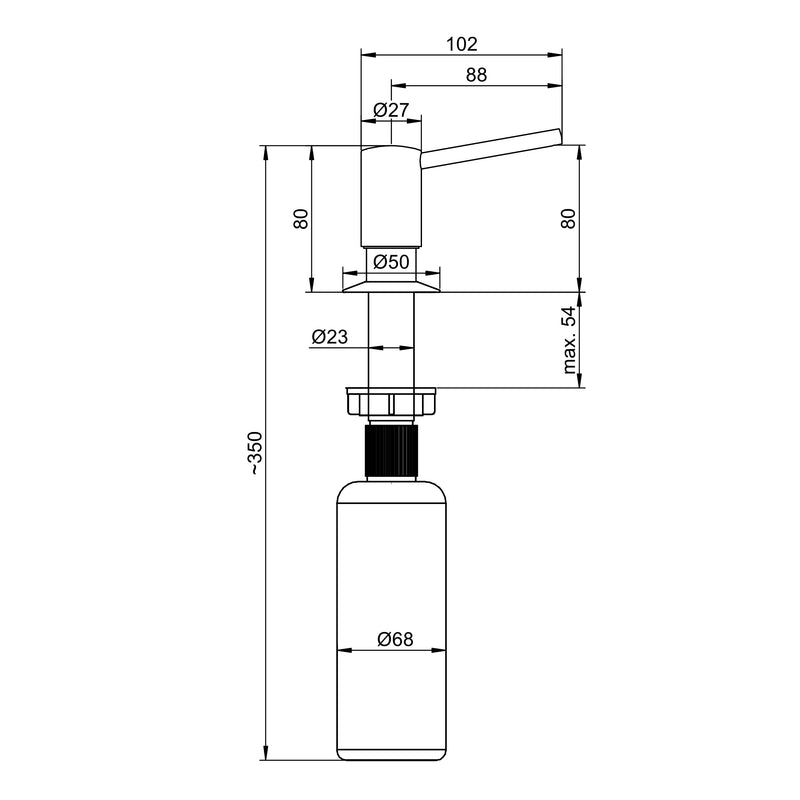 Tischseifenspender klein manuell | Messing verchromt | 500 ml | PROOX 148 CR