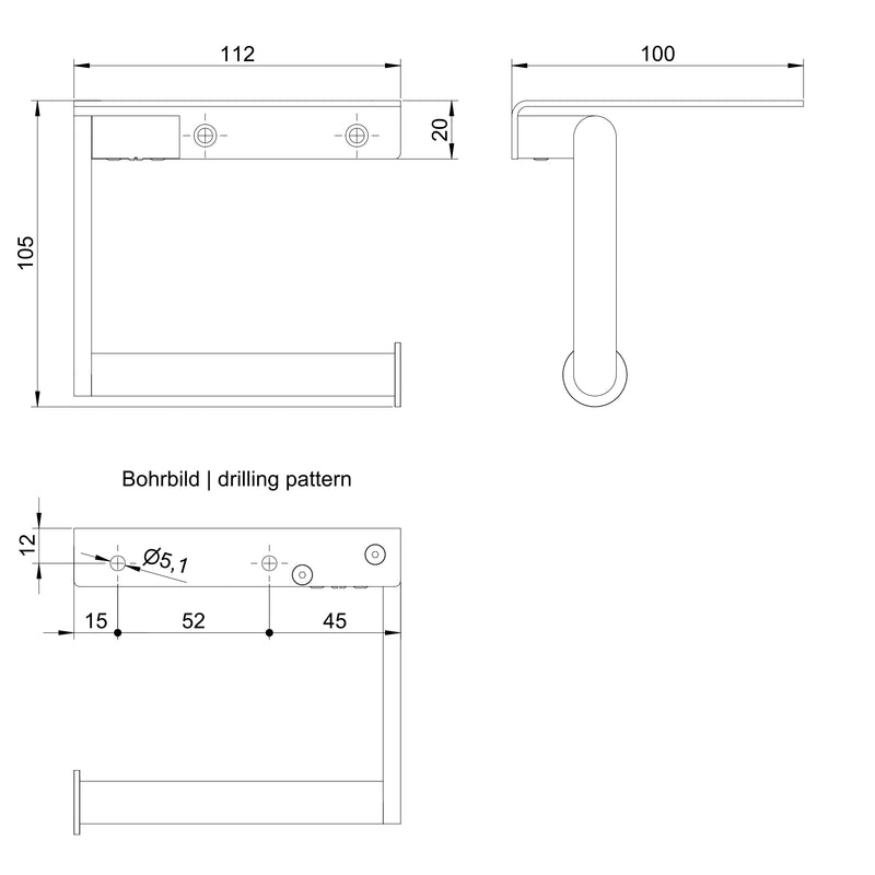 WC-Rollenhalter mit Ablage | Einfach | Edelstahl mit Feinstruktur | PROOX 387