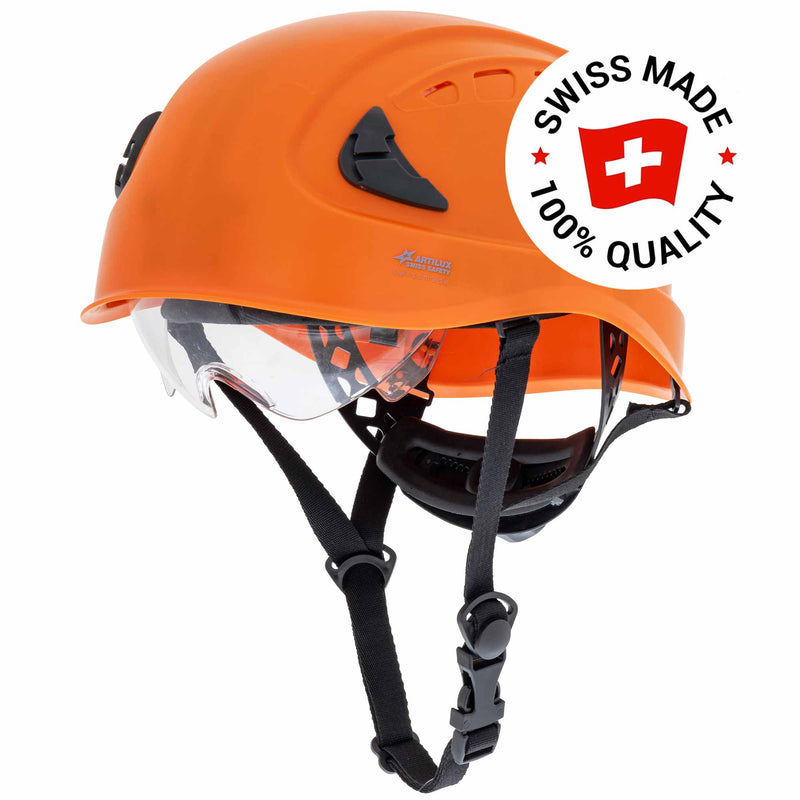 Schutzhelm ARTITOP SH700 | ABS Kunststoff | Schutzbrille | 4-Punkt-Kinnband | ROTO-System | 6-Punkt-Textilbänderung | Swiss Made | ARTILUX