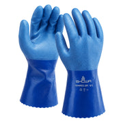 SHOWA TEMRES 281 blaue Arbeitshandschuhe, Paar mit Handfläche und Handrücken