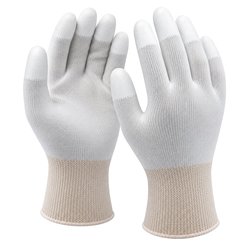SHOWA BO0600 weisse Feinmontagehandschuhe, Paar mit PU-beschichteten Fingerspitzen