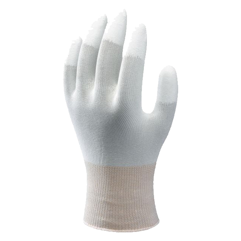 SHOWA BO0600 weisser Nylonhandschuh, Handrücken und PU-beschichtete Fingerspitzen