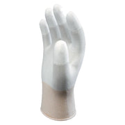 SHOWA BO0600 weisser Nylonhandschuh, unbeschichtete Handfläche und PU-beschichtete Fingerspitzen