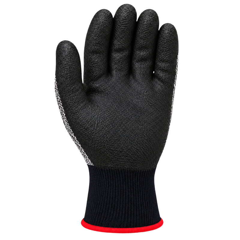 SHOWA GW345 Handschuh, einzelne Handfläche mit schwarzer Latex-Beschichtung und rotem Abschluss