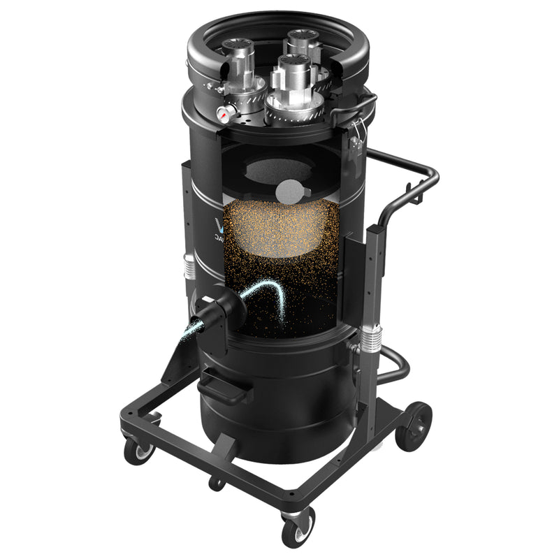 Leistungsstarker Industriesauger | M‑Klasse-Filter | 3 Motoren | manuelle Filterreinigung | 65 oder 100 Liter Behälter | MAXVAC SUPRA SV1-470