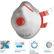 FFP3/V Aktivkohle-Atemschutzmaske Mandil | für Gase & Gerüche | Cool Down+ Ventil | Ekastu Safety