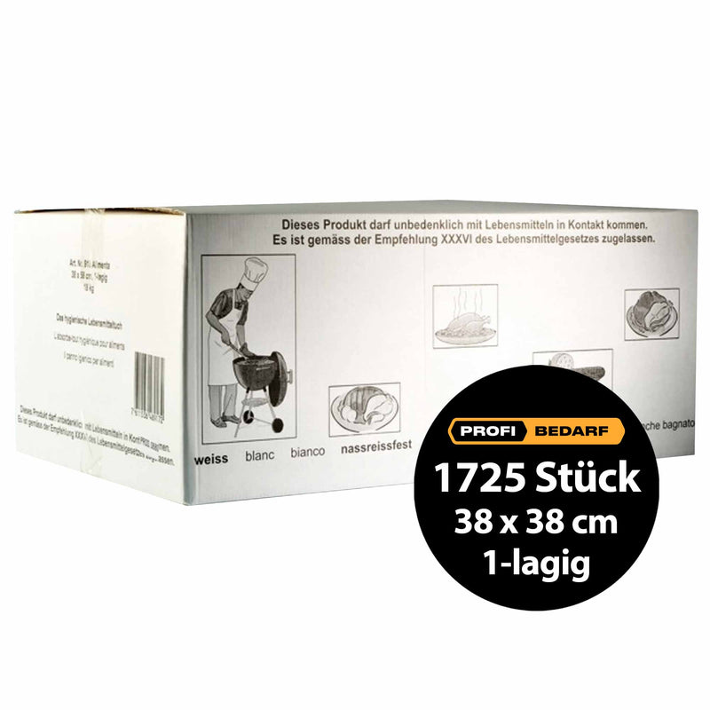 Alimentarpapier | 45 gr./m2 | 38 x 38 cm | 100% Zellstoff | 1-lagig | Krepp-Papier für Lebensmittel