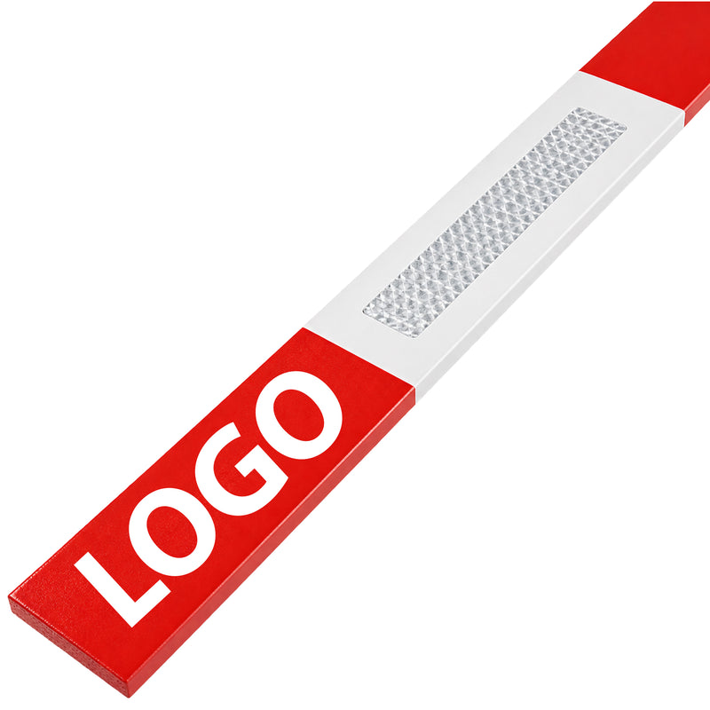 Absperrlatten mit Logo | 300 - 500 cm | R2-Reflektoren | Kiefernholz | mit Krallfix
