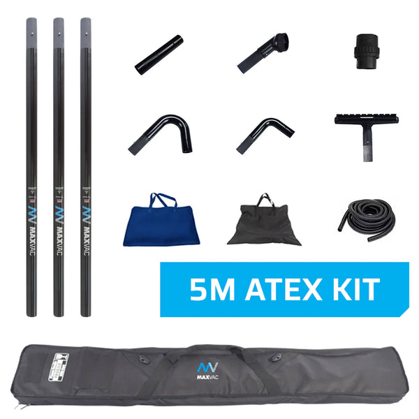 5 m ATEX-Reinigungs-Set | 3K-Kohlefaser-Saugrohre | für grosse Höhen | Maxvac EasyReach