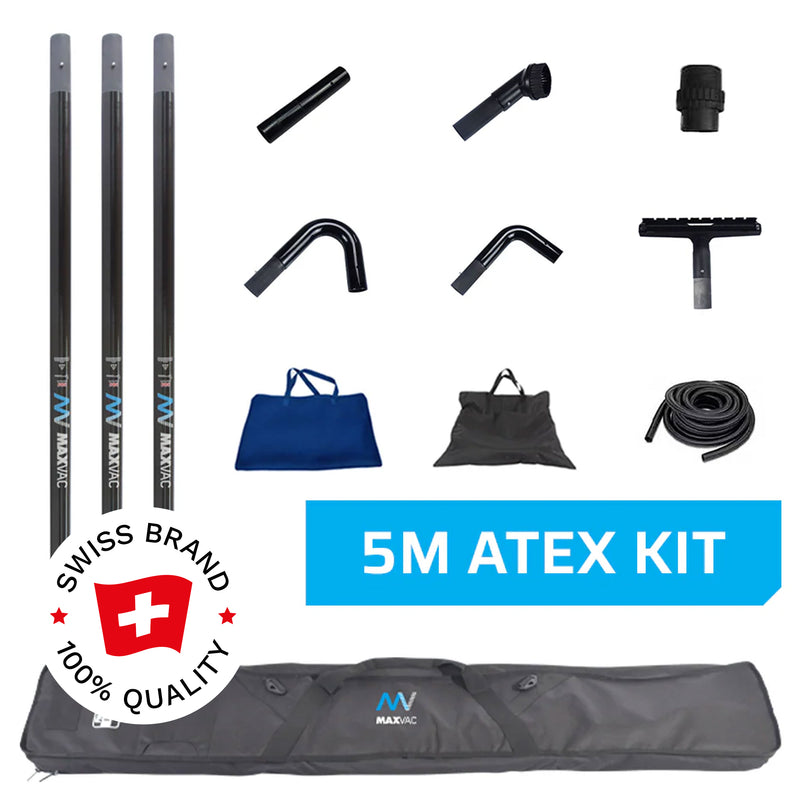 5 m ATEX-Reinigungs-Set | 3K-Kohlefaser-Saugrohre | für grosse Höhen | Maxvac EasyReach