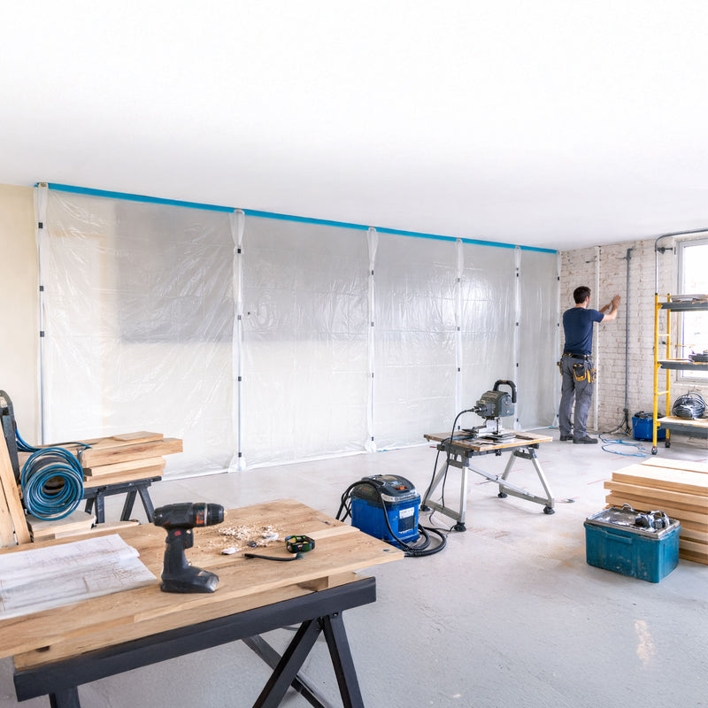 Staubschutzwand Prokit | 7,2 m x 170 - 400 cm | modular erweiterbar | Curtain-Wall