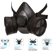 Halbmaske Polimask 100/2 | Rundgewinde | Doppelfilter | DIN EN 140 | Ekastu Safety