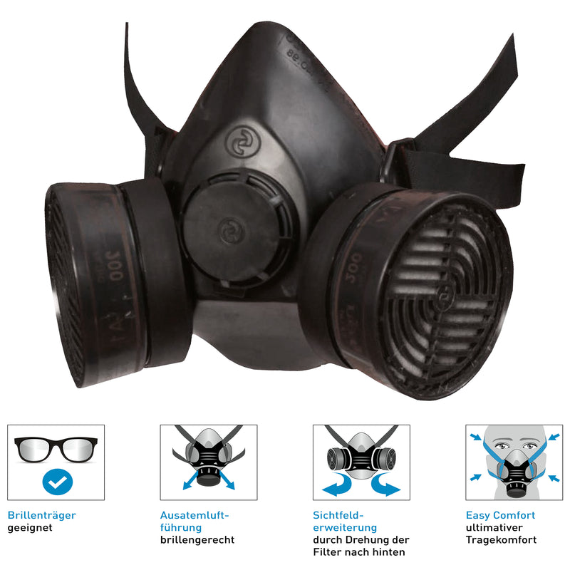 Halbmaske Polimask 100/2 | Rundgewinde | Doppelfilter | DIN EN 140 | Ekastu Safety