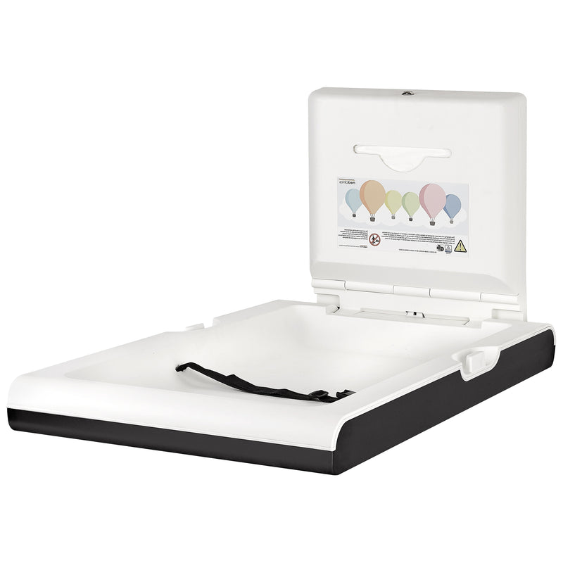 Wickeltisch Edelstahl Schwarz | vertikal | klappbar | für Wandmontage | Mediclinics