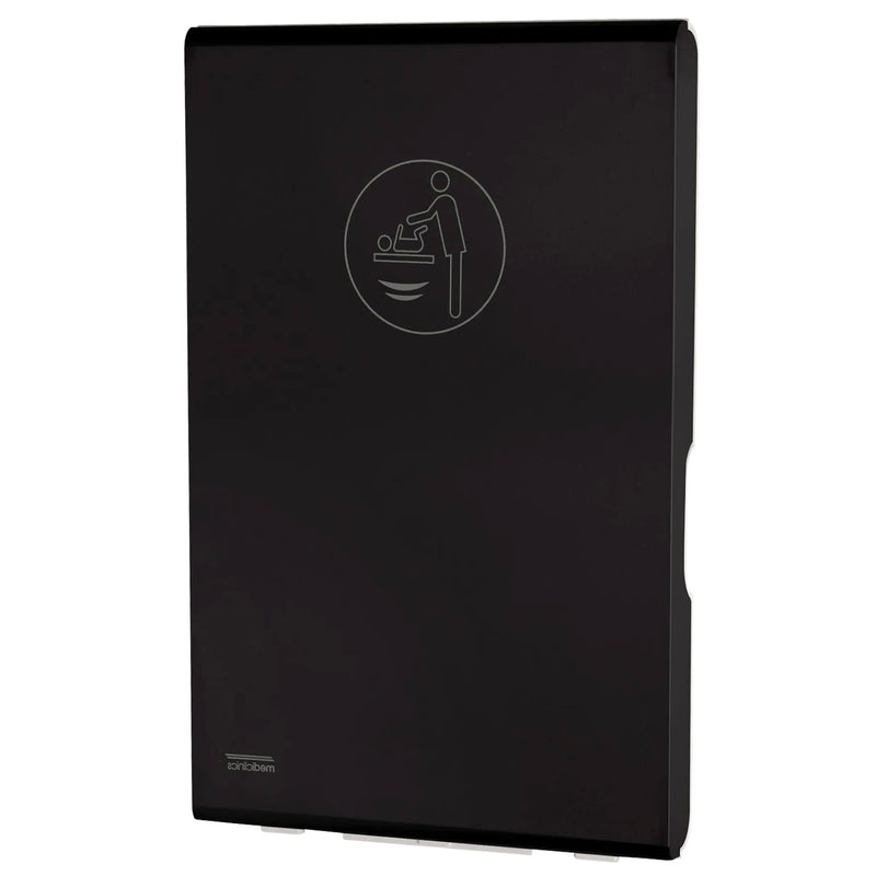 Wickeltisch Edelstahl Schwarz | vertikal | klappbar | für Wandmontage | Mediclinics