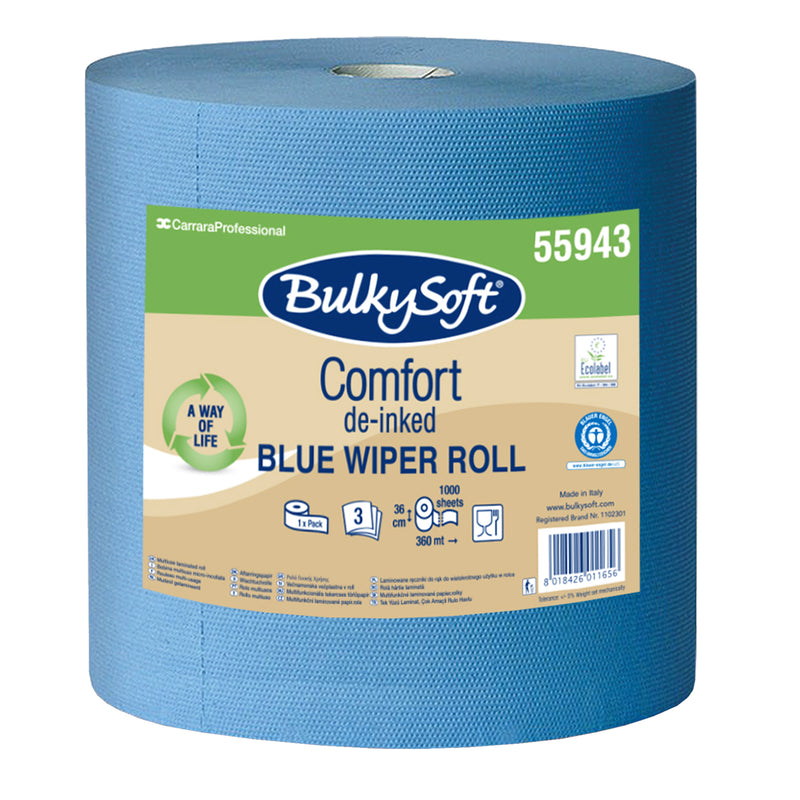 Jumbo-Papierreinigungsrolle Comfort Recycling | 3-lagig | 360 m x 36 cm | de-inked | BulkySoft®