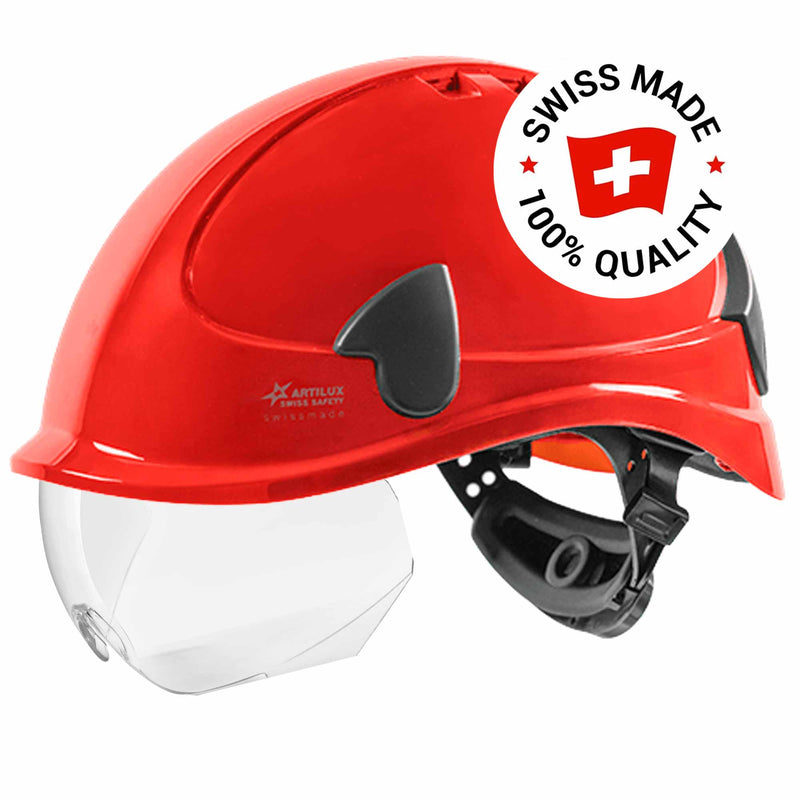 Schutzhelm ARTITOP SH510 | Polycarbonat | elektrisch isolierend | Schutzbrille | 4-Punkt-Kinnband | ROTO-System | belüftet | Swiss Made | ARTILUX