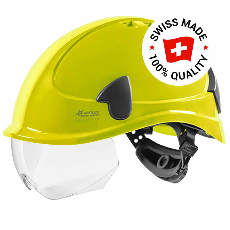 Schutzhelm ARTITOP SH510 | Polycarbonat | elektrisch isolierend | Schutzbrille | 4-Punkt-Kinnband | ROTO-System | belüftet | Swiss Made | ARTILUX