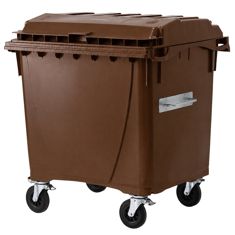 Kunststoffcontainer 1100 Liter | bis 440 kg | UV-beständig | Vollgummireifen | mit 2 Bremsen | VERWO