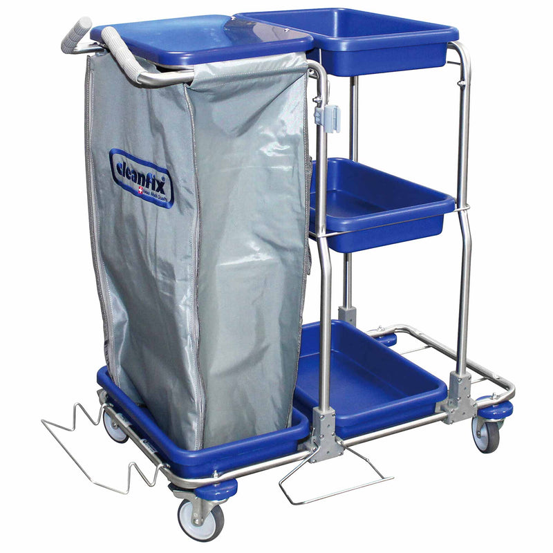 Reinigungswagen | Bürowagen | mit Schalen | Abfalleinheit | Moppstütze | Cleanfix