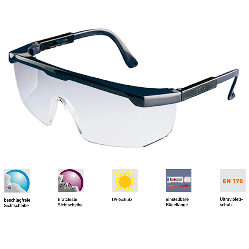 Schutzbrille Clarex transparent | 4 Stufen Bügel | UV-Schutz | kratzfest