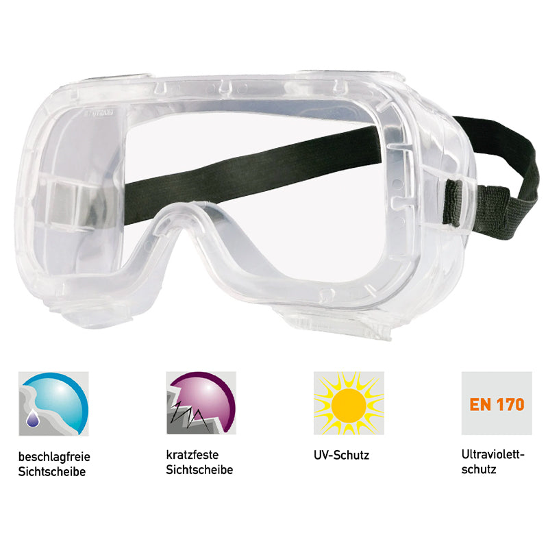 Vollsicht-Schutzbrille transparent | UV-Schutz | antibeschlag & kratzfest