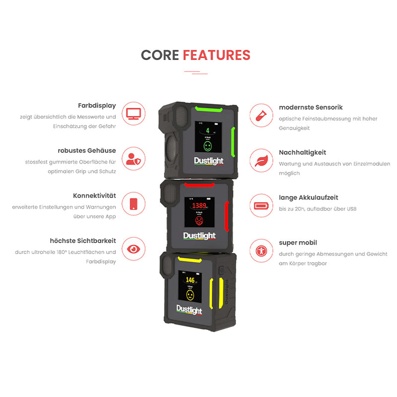 Staubmessgerät Dustlight | für A Staub, PM1 & PM2.5 | mit App