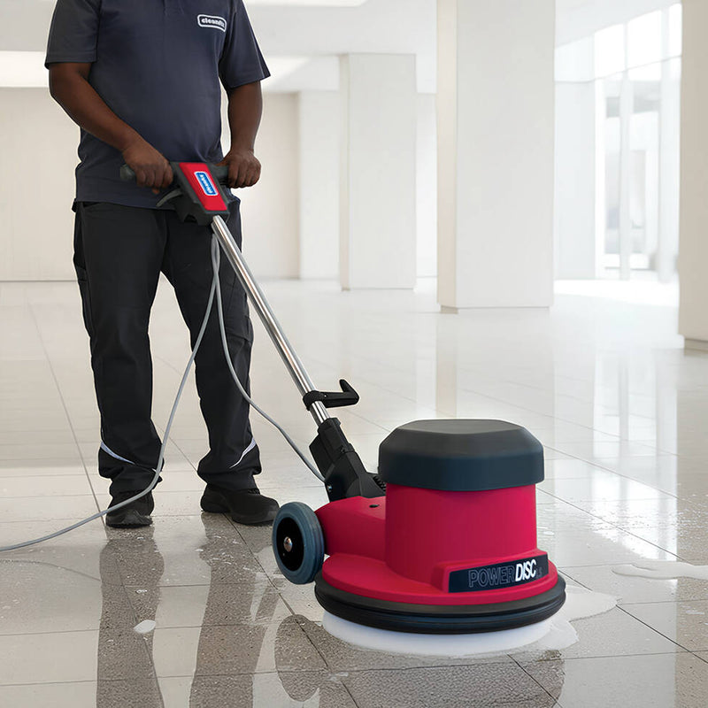 Einscheibenmaschine 44 cm | 1200 W | 29 Nm | 410 ¹/min | IPX 4 | für Hartbodenbeläge | Cleanfix Power Disc HS