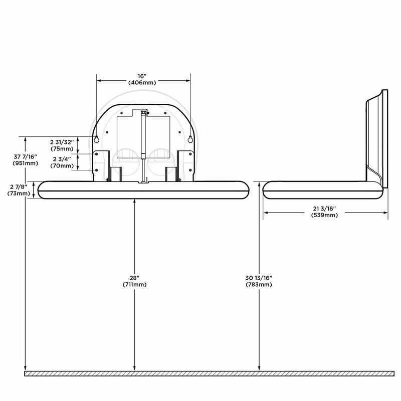 Wickeltisch Edelstahl horizontal | klappbar | Koala Kare