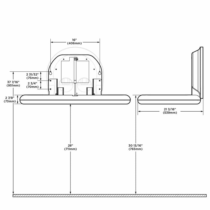 Wickeltisch Edelstahl horizontal | klappbar | Koala Kare