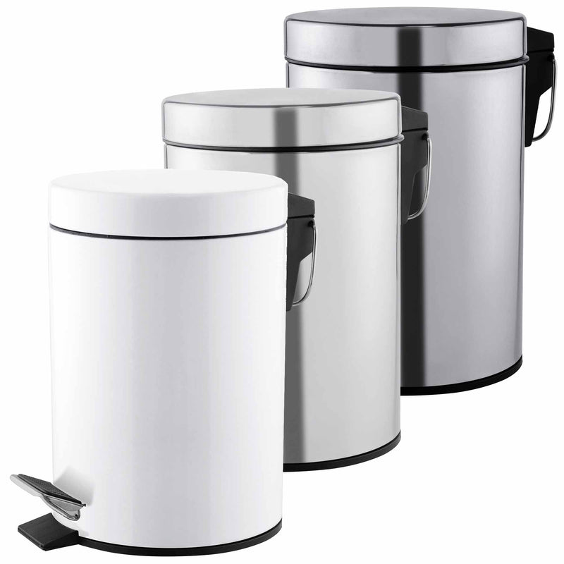 Abfalleimer Edelstahl Rund | mit Pedal & Deckel | 5 Liter | Mediclinics PP1305