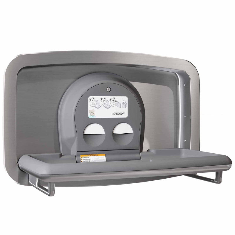 Wickeltisch Premium Edelstahl horizontal | klappbar | für Wandeinbau | Koala Kare