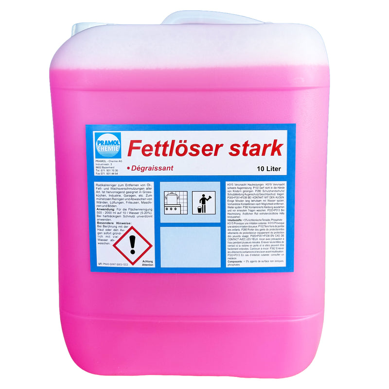 Fettlöser stark | für Grossküchen, Industrie, Garagen | gegen Öl, Fett & Wachs | Pramol
