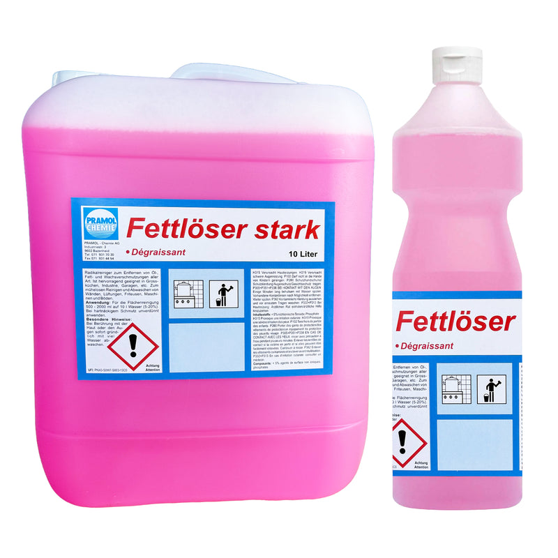 Fettlöser stark | für Grossküchen, Industrie, Garagen | gegen Öl, Fett & Wachs | Pramol