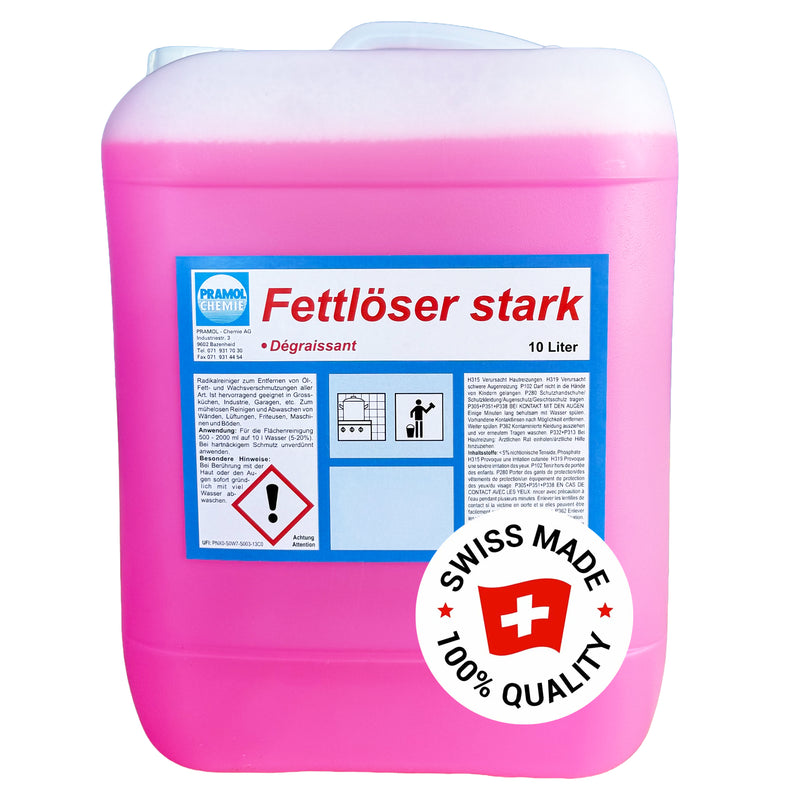 Fettlöser stark | für Grossküchen, Industrie, Garagen | gegen Öl, Fett & Wachs | Pramol